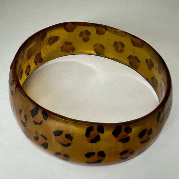 Vintage bangle bracelet cheetah leopard print retro - Picture 2 of 7